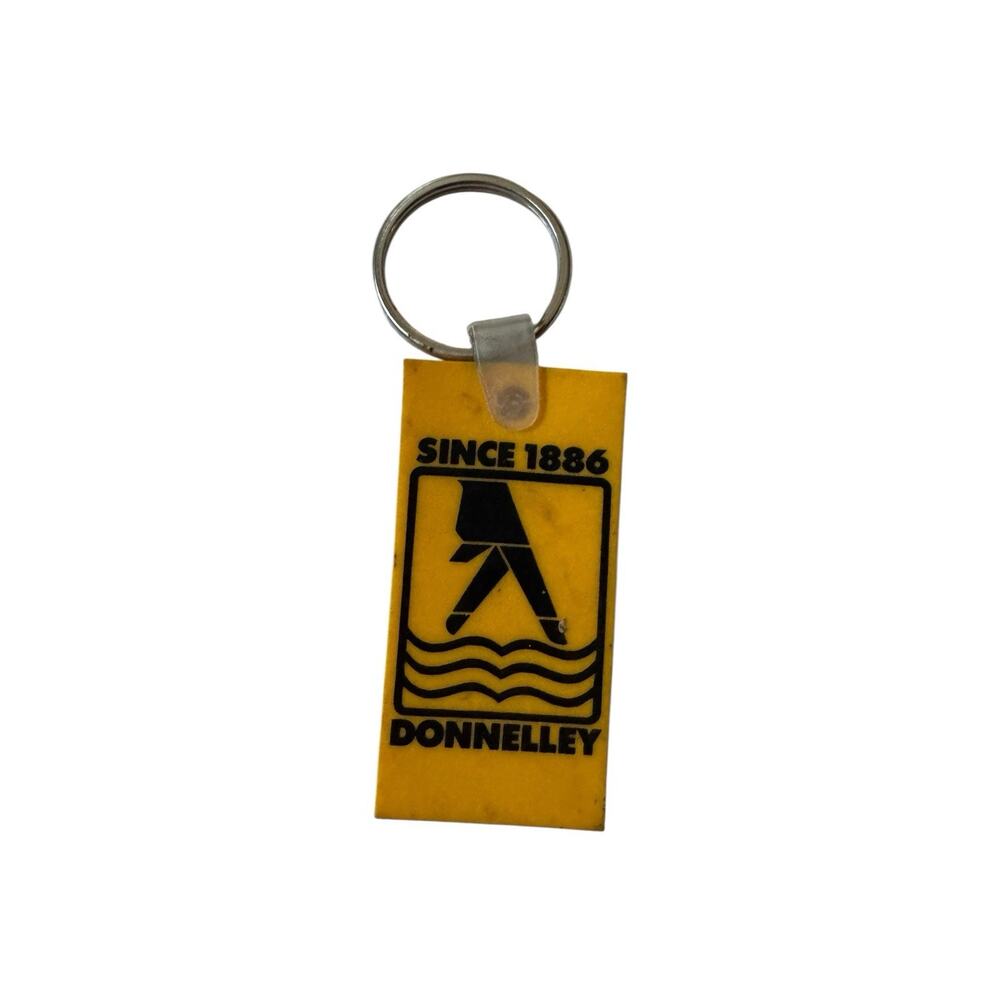Vintage Donnelley Advertising Keychain Yellow Pages Style Logo Promo‎ Key Ring